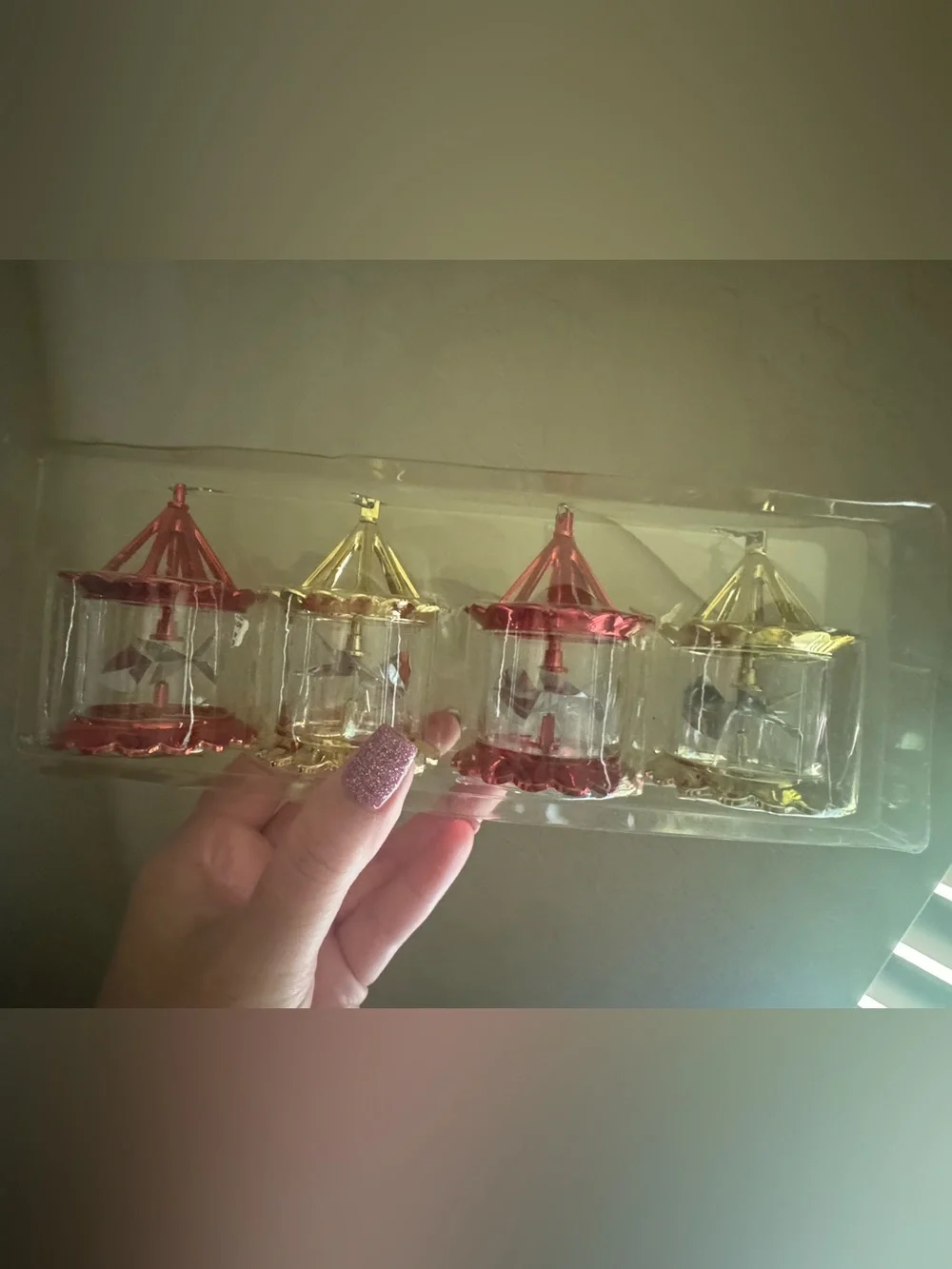 Department 56 Pinwheel Spinner Ornaments Set of 4 Gold And Red Nice Vintage